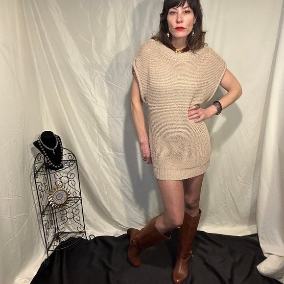 Classique Entier Boatneck Doleman Sleeve Oatmeal Sweater Size Small - Picture 4 of 9